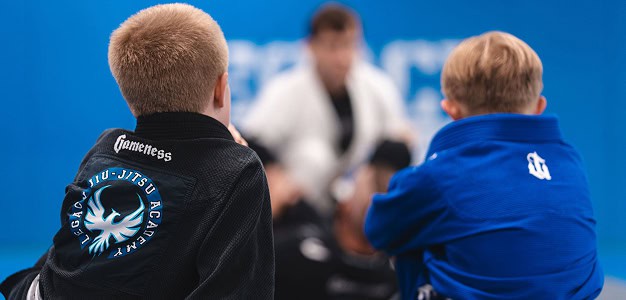 Young children training Brazilian Jiu-Jitsu at Legacy Jiu-Jitsu Academy.